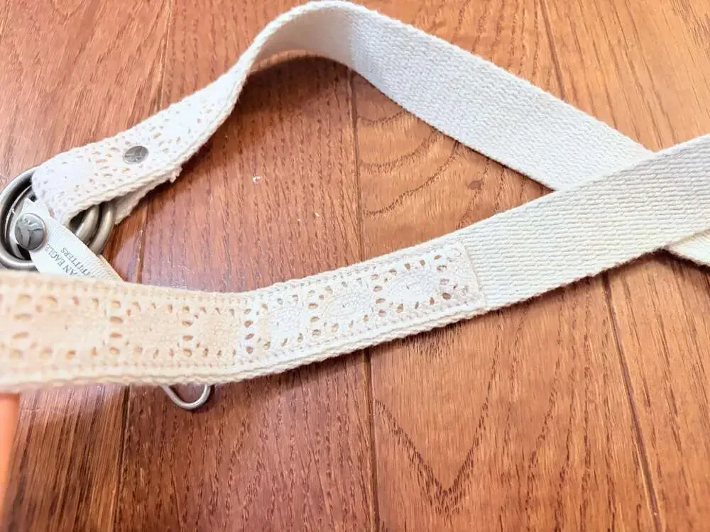 Y2K American Eagle Outfitters White Eyelet Lace Webbing Double Ring Belt